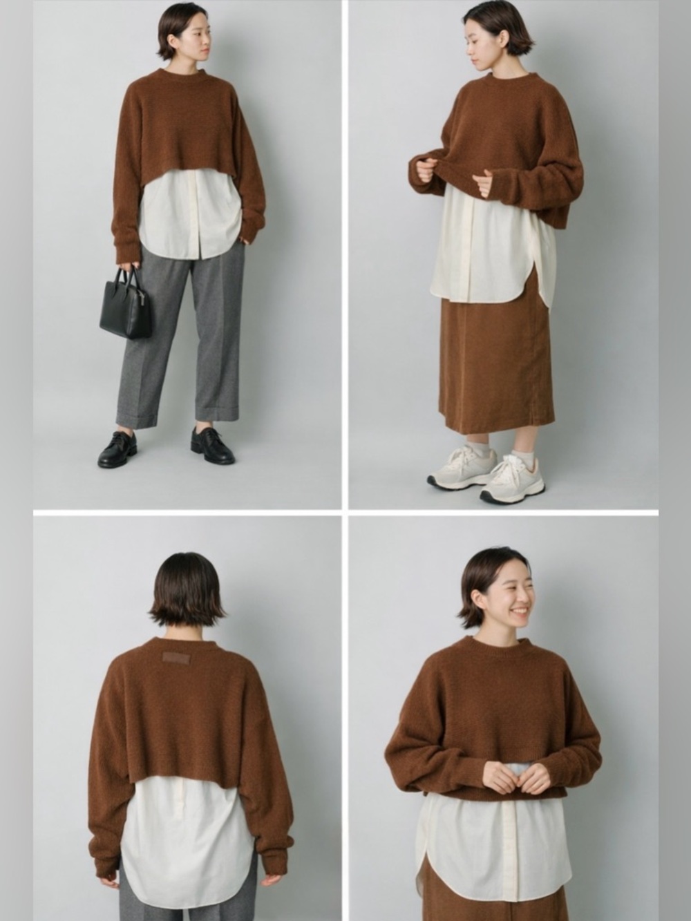NICO NICHOLSON &‎ NICHOLSON Pigalle Top Sweater Brown Wool Crop Capsule Sz 38